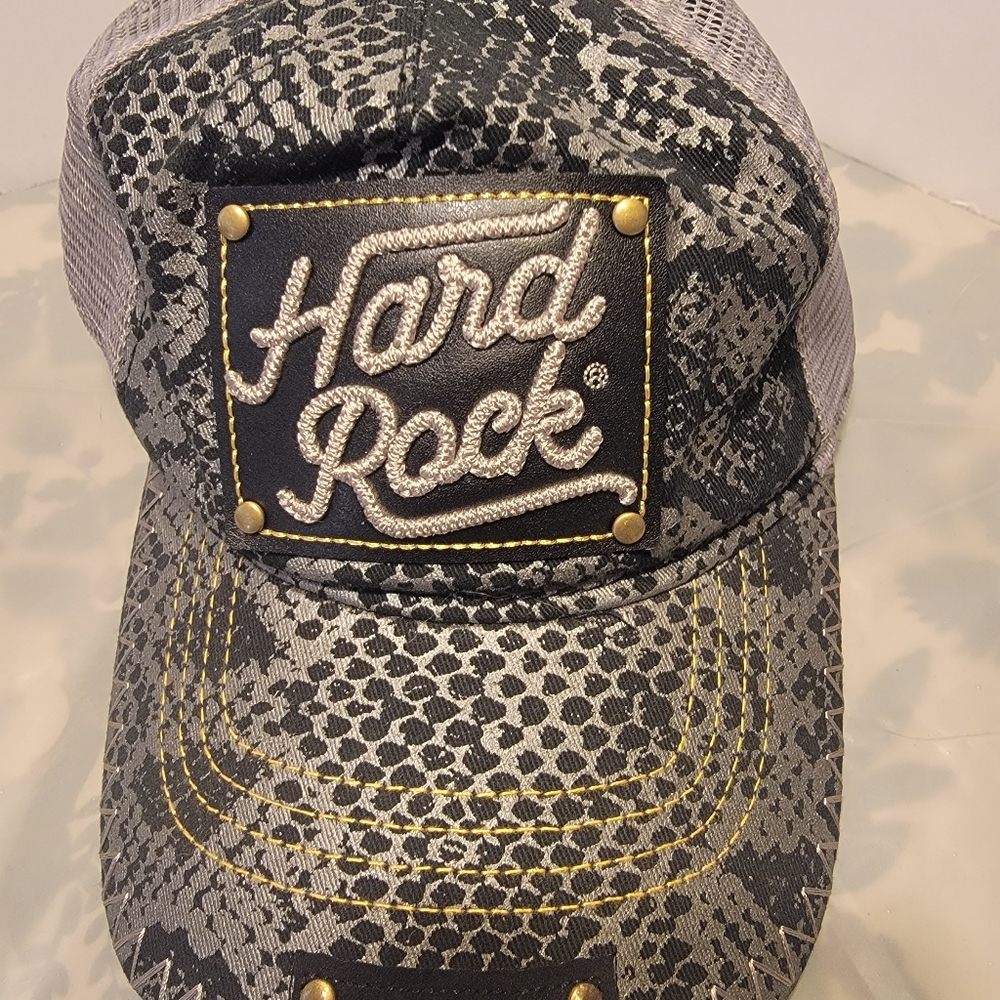 Hard Rock Couture Snake Print with Leather Accents Hat